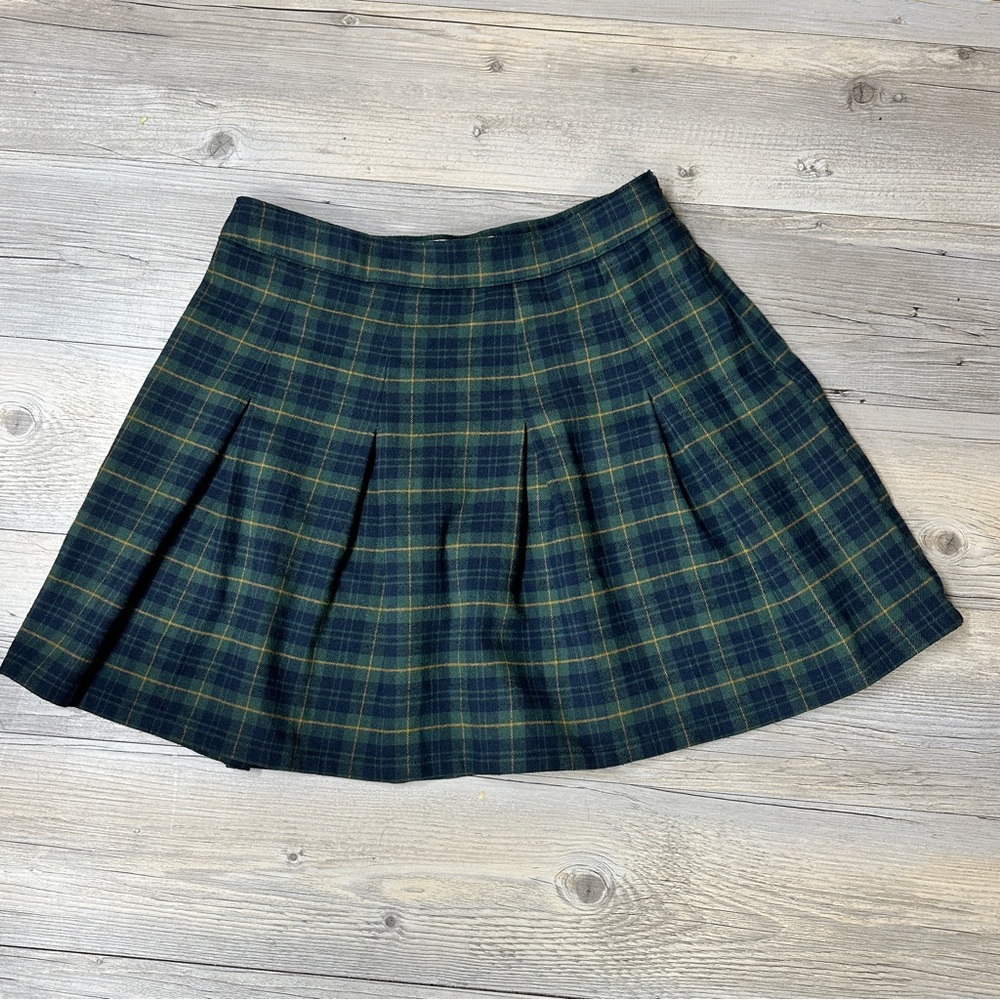 Hollister Green Plaid Skirt Size M Ultra High Rise Skirt, Pleated